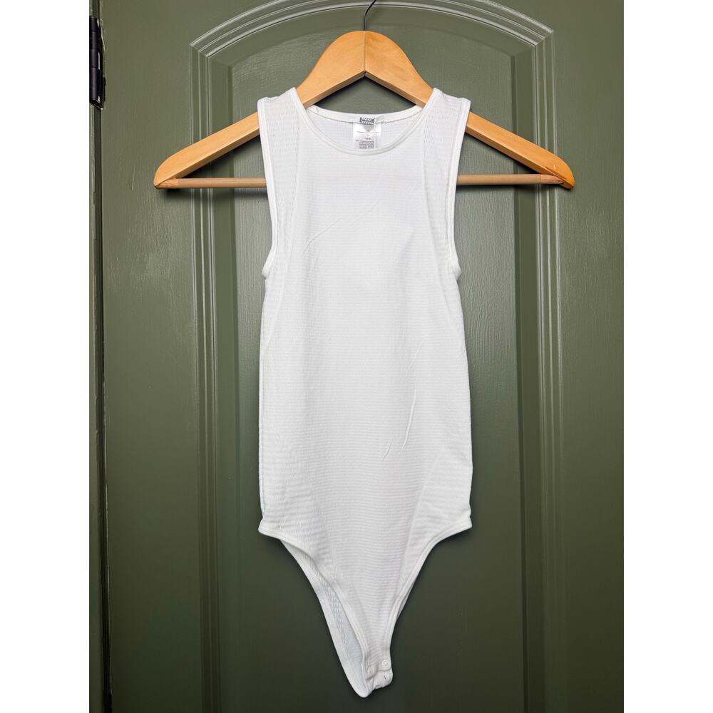 NWT Wolford Grid Net Bodysuit Sleeveless Crewneck Moisture-Wicking White XS